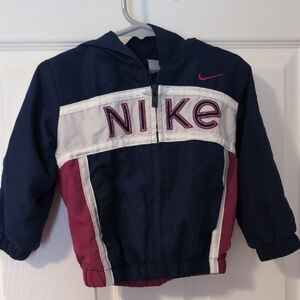 Nike Kids Navy, Maroon & White Hooded Puffer Jacket